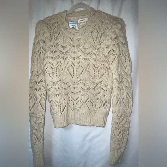 Isabel Marant Etoile Gali Cream Wool Long Sleeve Pullover Sweater Size 38 New - Picture 3 of 7